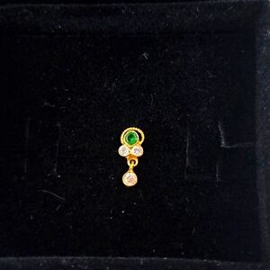 Gold Emerald Stud with Dangle